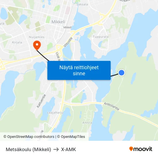 Metsäkoulu (Mikkeli) to X-AMK map