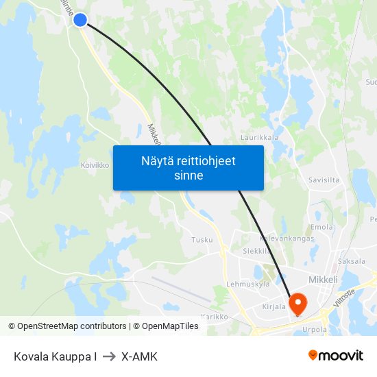 Kovala Kauppa  I to X-AMK map
