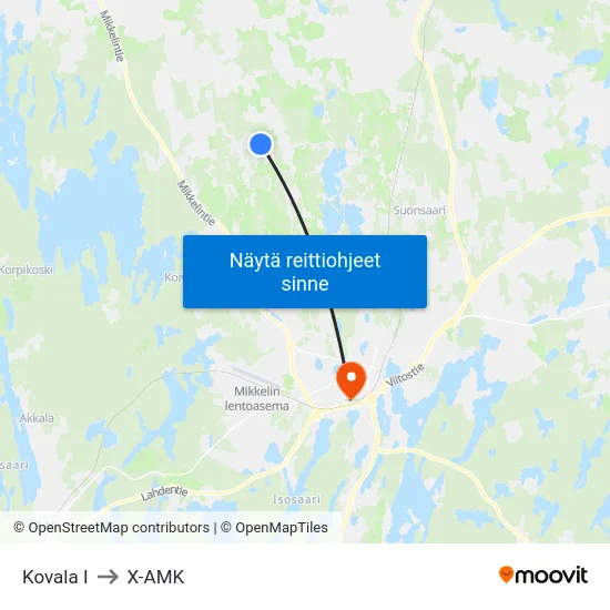 Kovala  I to X-AMK map