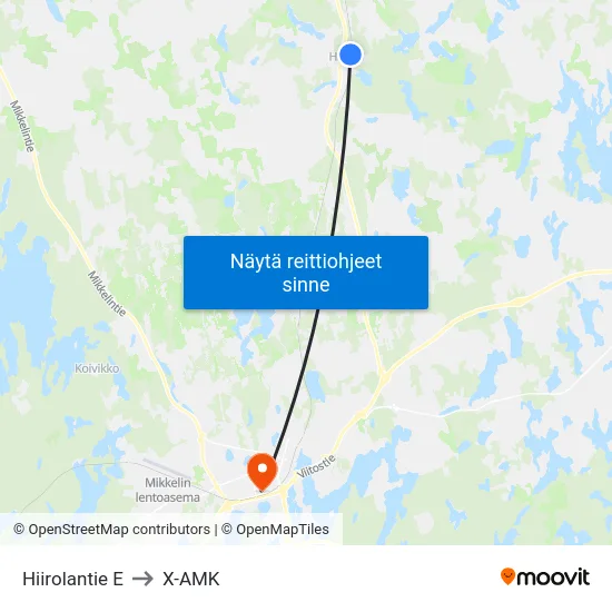 Hiirolantie  E to X-AMK map
