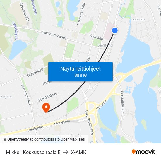 Mikkeli Keskussairaala  E to X-AMK map