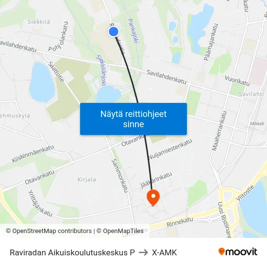 Raviradan Aikuiskoulutuskeskus  P to X-AMK map