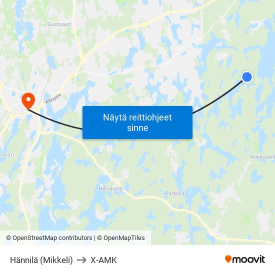 Hännilä (Mikkeli) to X-AMK map