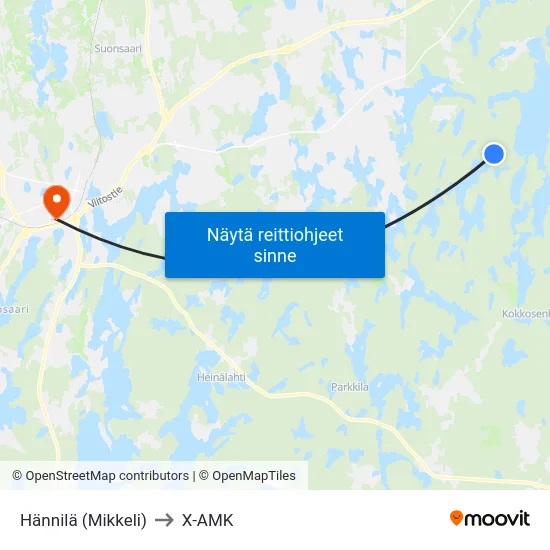 Hännilä (Mikkeli) to X-AMK map