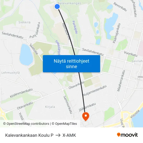 Kalevankankaan Koulu  P to X-AMK map