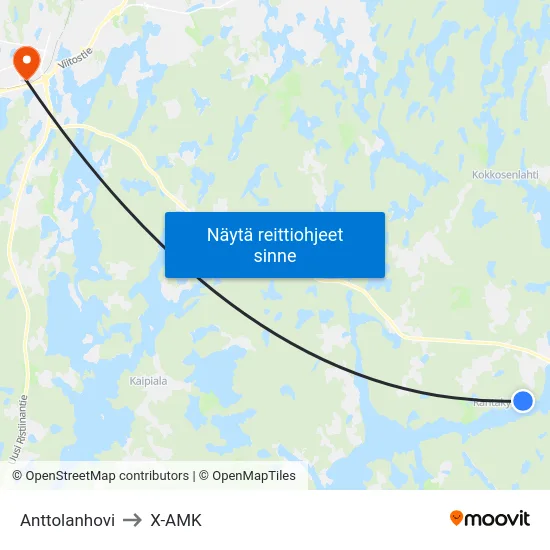 Anttolanhovi to X-AMK map