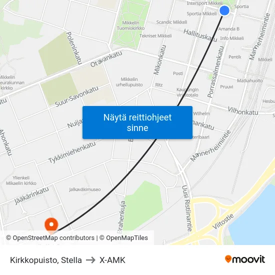 Kirkkopuisto, Stella to X-AMK map