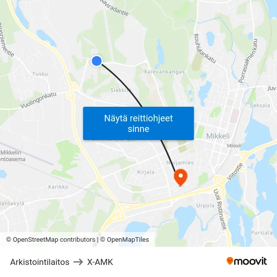 Arkistointilaitos to X-AMK map