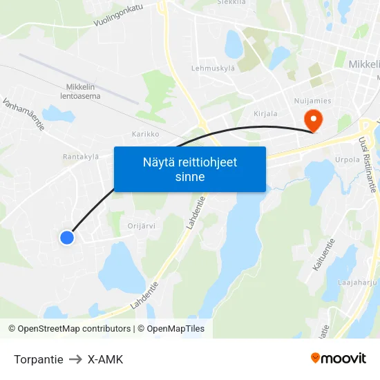 Torpantie to X-AMK map