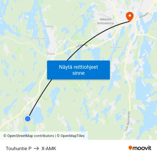 Touhuntie P to X-AMK map