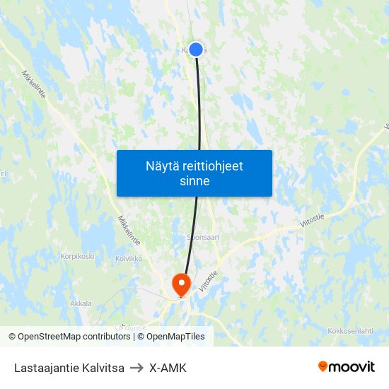 Lastaajantie Kalvitsa to X-AMK map