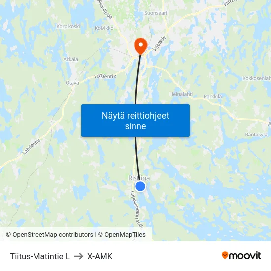 Tiitus-Matintie L to X-AMK map