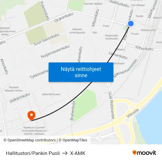 Hallitustori/Pankin Puoli to X-AMK map