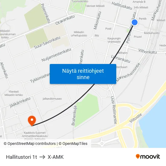 Hallitustori 1t to X-AMK map