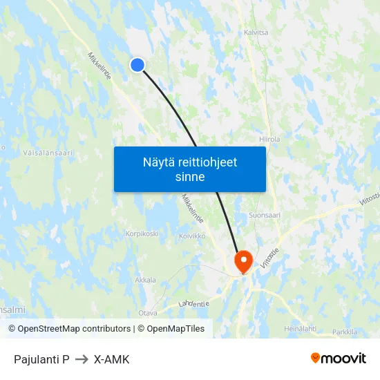 Pajulanti P to X-AMK map