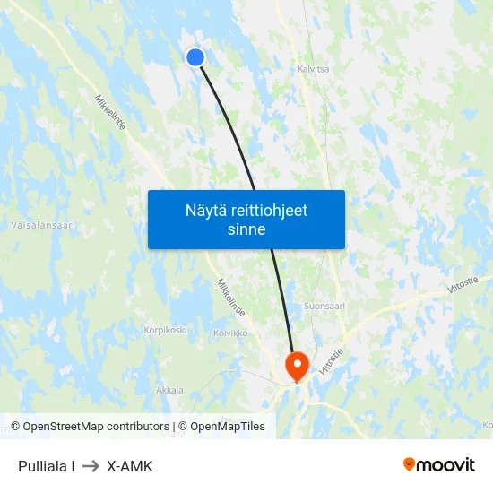 Pulliala I to X-AMK map