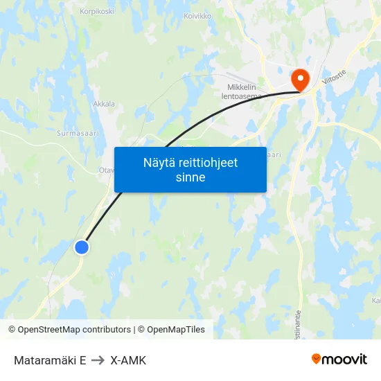 Mataramäki  E to X-AMK map