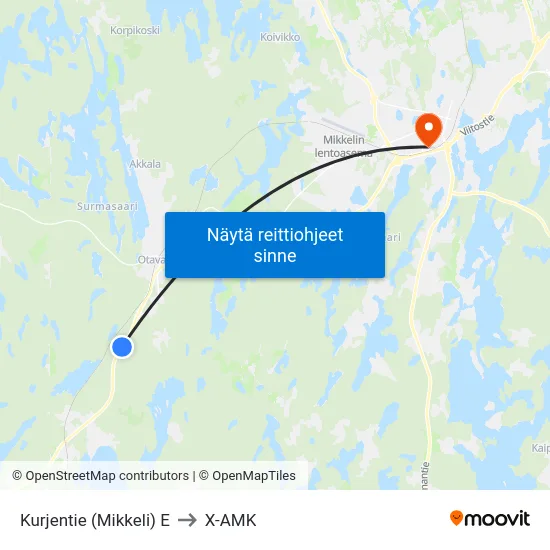 Kurjentie (Mikkeli)  E to X-AMK map