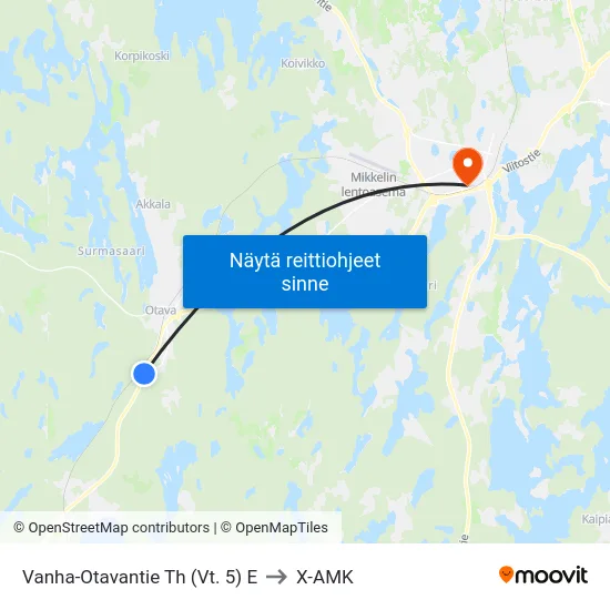 Vanha-Otavantie Th (Vt. 5)  E to X-AMK map