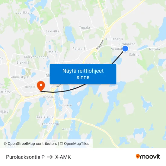 Purolaaksontie  P to X-AMK map