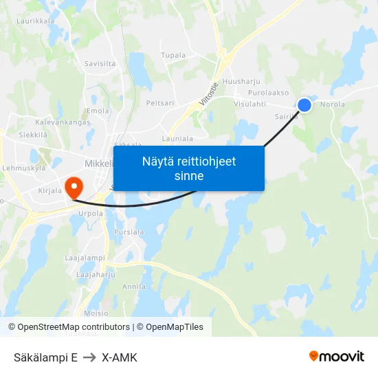 Säkälampi  E to X-AMK map