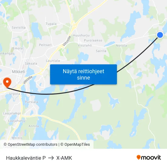 Haukkaleväntie  P to X-AMK map