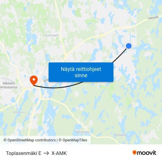 Toplasenmäki  E to X-AMK map