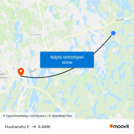 Huuhanaho  E to X-AMK map