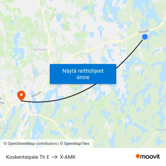 Koskentaipale Th  E to X-AMK map