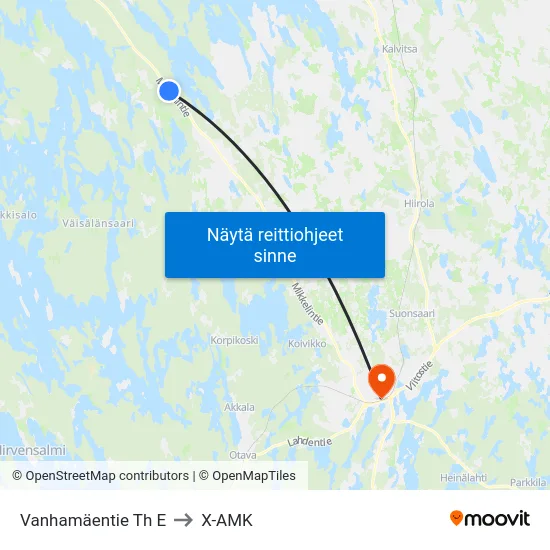 Vanhamäentie Th  E to X-AMK map