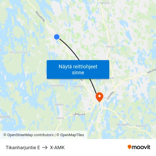 Tikanharjuntie  E to X-AMK map