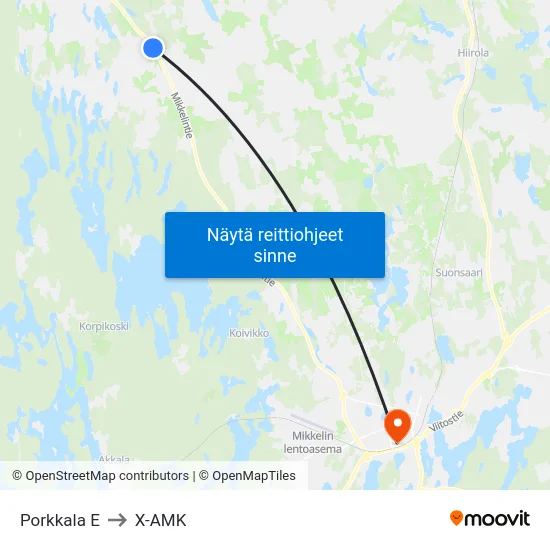 Porkkala  E to X-AMK map