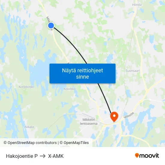 Hakojoentie  P to X-AMK map