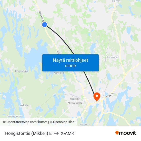 Hongistontie (Mikkeli)  E to X-AMK map