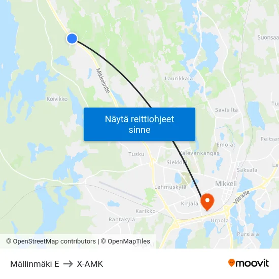 Mällinmäki  E to X-AMK map