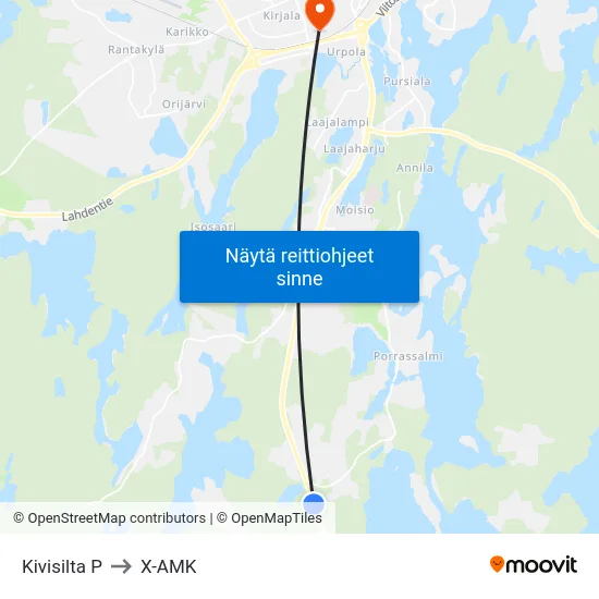Kivisilta  P to X-AMK map