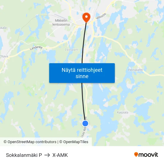 Sokkalanmäki  P to X-AMK map