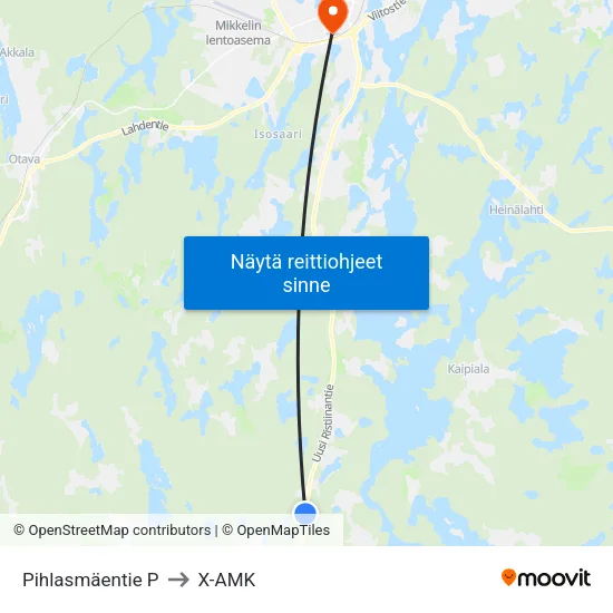 Pihlasmäentie  P to X-AMK map