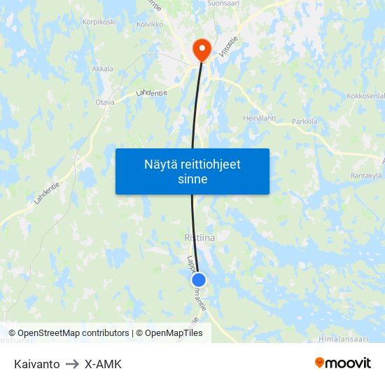 Kaivanto to X-AMK map