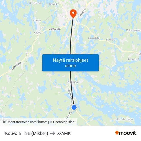 Kouvola Th  E (Mikkeli) to X-AMK map