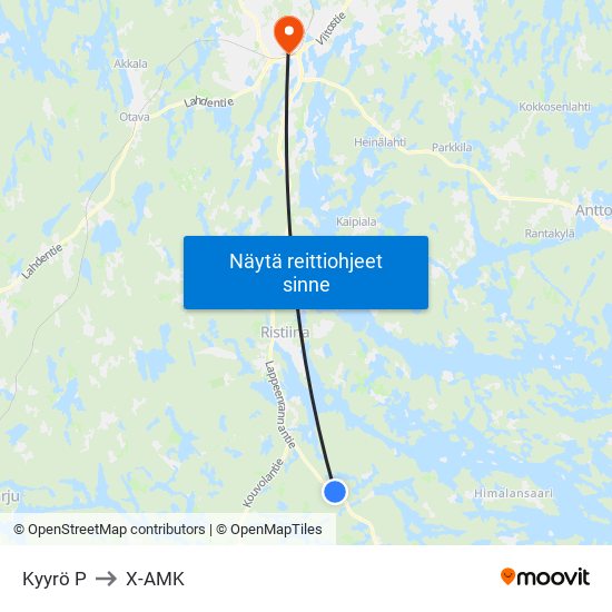 Kyyrö  P to X-AMK map