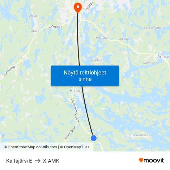 Kaitajärvi  E to X-AMK map