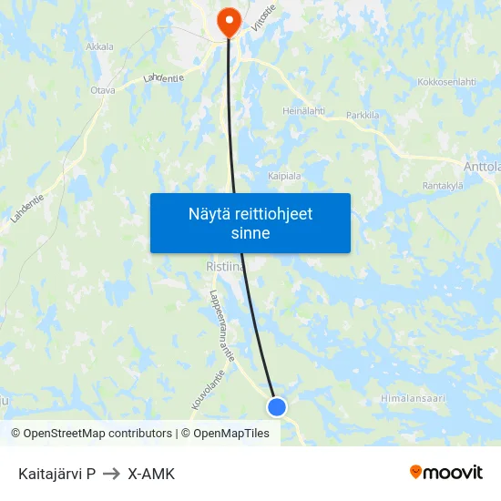 Kaitajärvi  P to X-AMK map