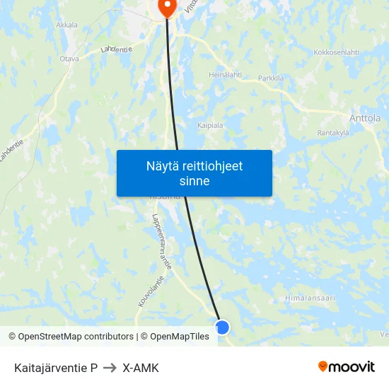 Kaitajärventie  P to X-AMK map