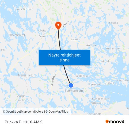 Punkka  P to X-AMK map