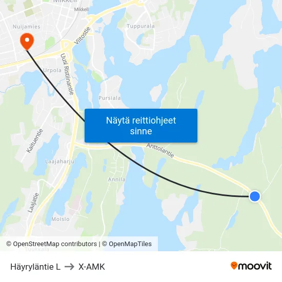 Häyryläntie  L to X-AMK map