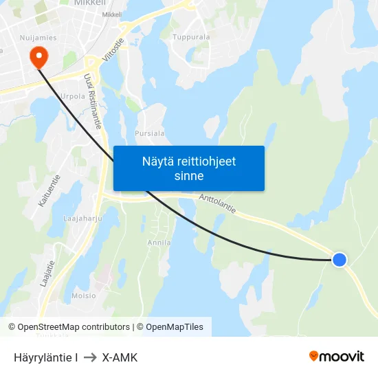 Häyryläntie  I to X-AMK map