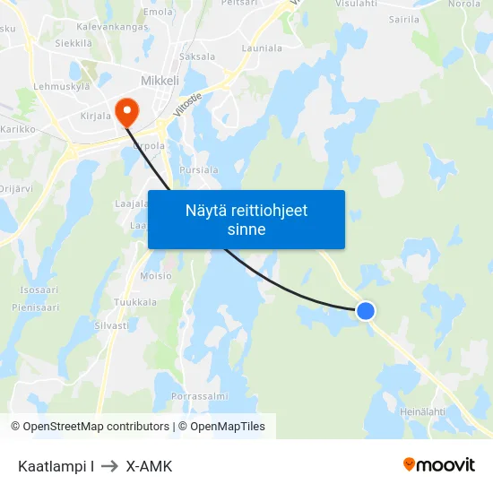 Kaatlampi  I to X-AMK map