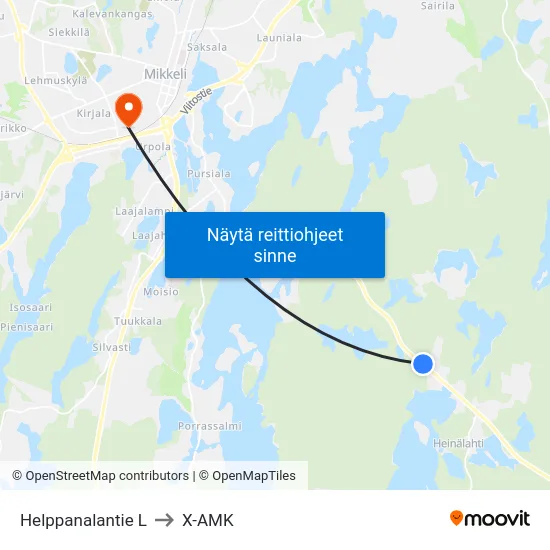 Helppanalantie  L to X-AMK map