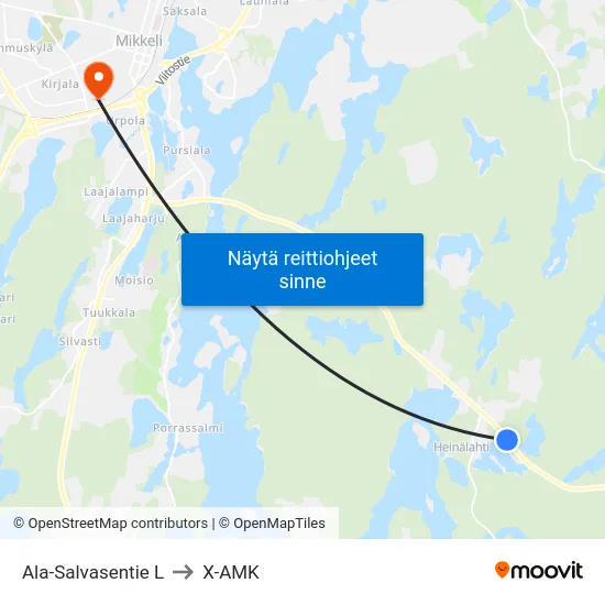 Ala-Salvasentie  L to X-AMK map